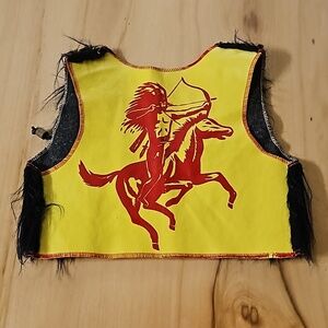19050's Vintage Faux Fur Cowboy Native American Play Vest with badge